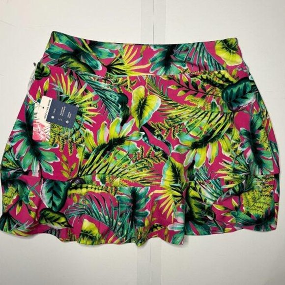 TOMMY BAHAMA TROPICAL Ruffle Hem Knit Golf Tennis Island Floral SKORT M L NWT - Picture 1 of 5